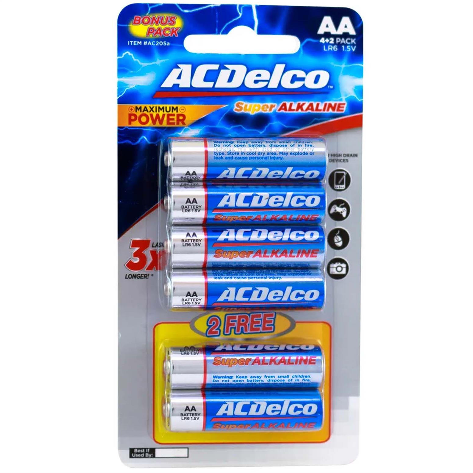 ACDelco Alkaline AA Battery Pack 4+2 Free