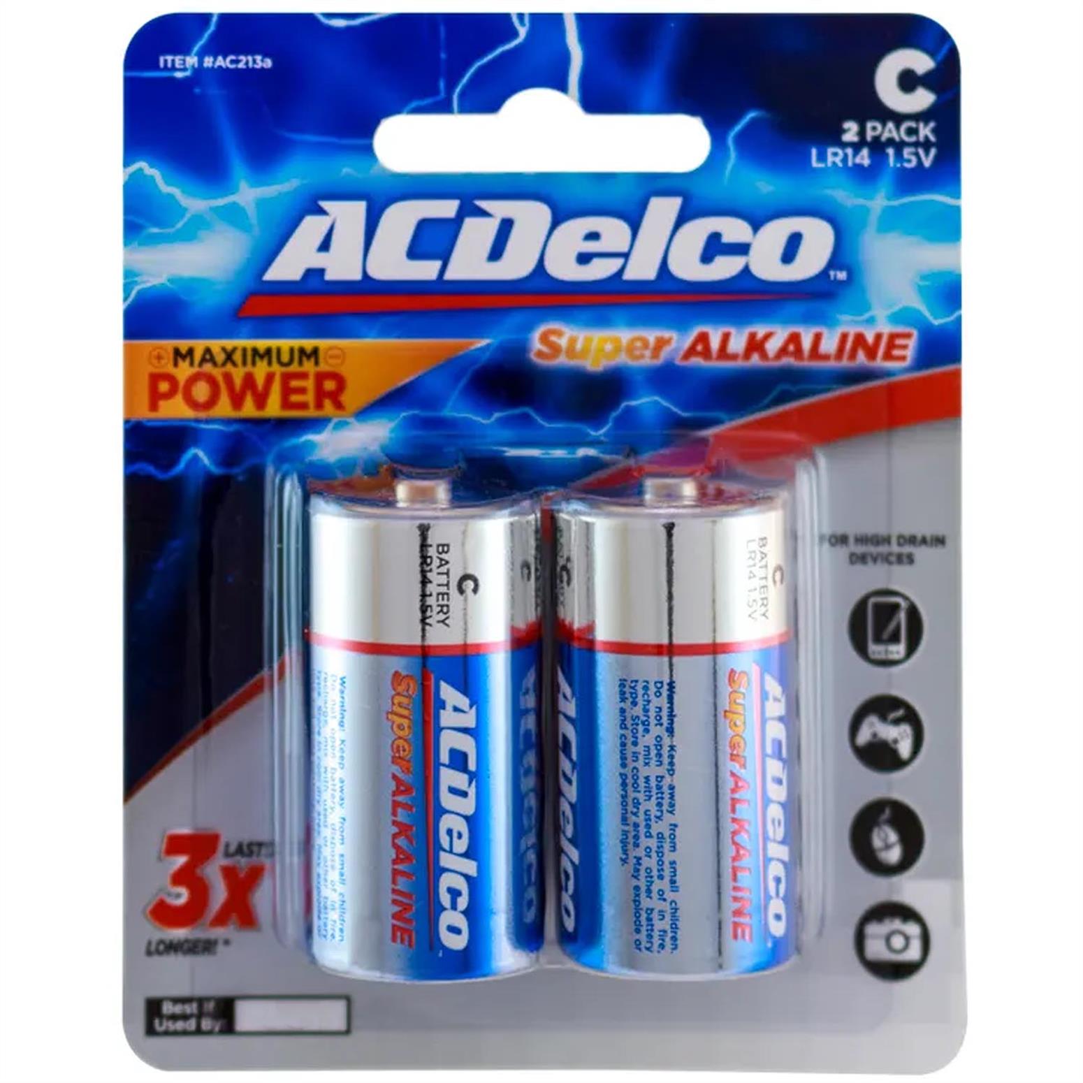 ACDelco Alkaline Battery C 1.5V, Pack of 2 Pieces