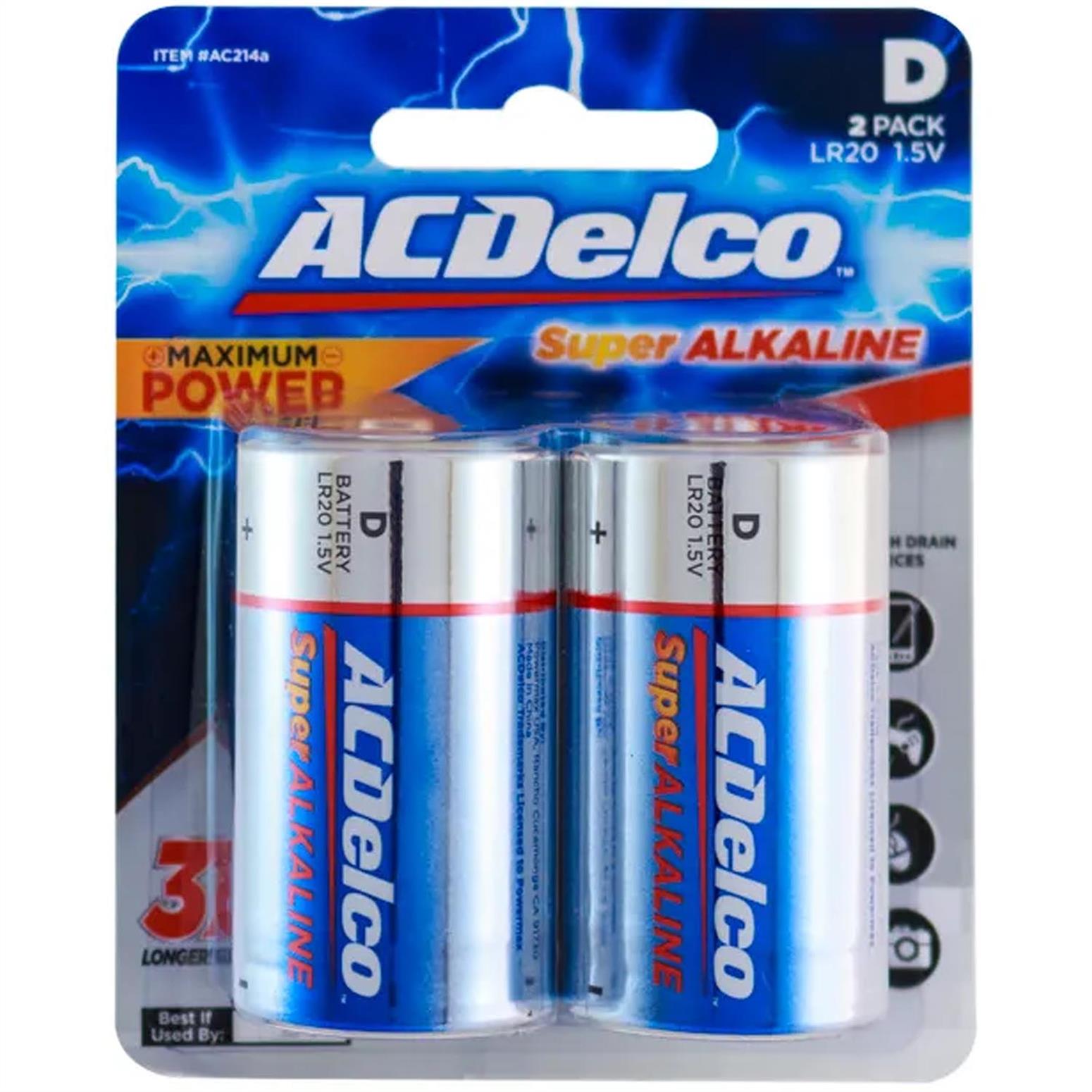 ACDelco Alkaline Battery 2D 1.5V, Pack of 2 Pieces