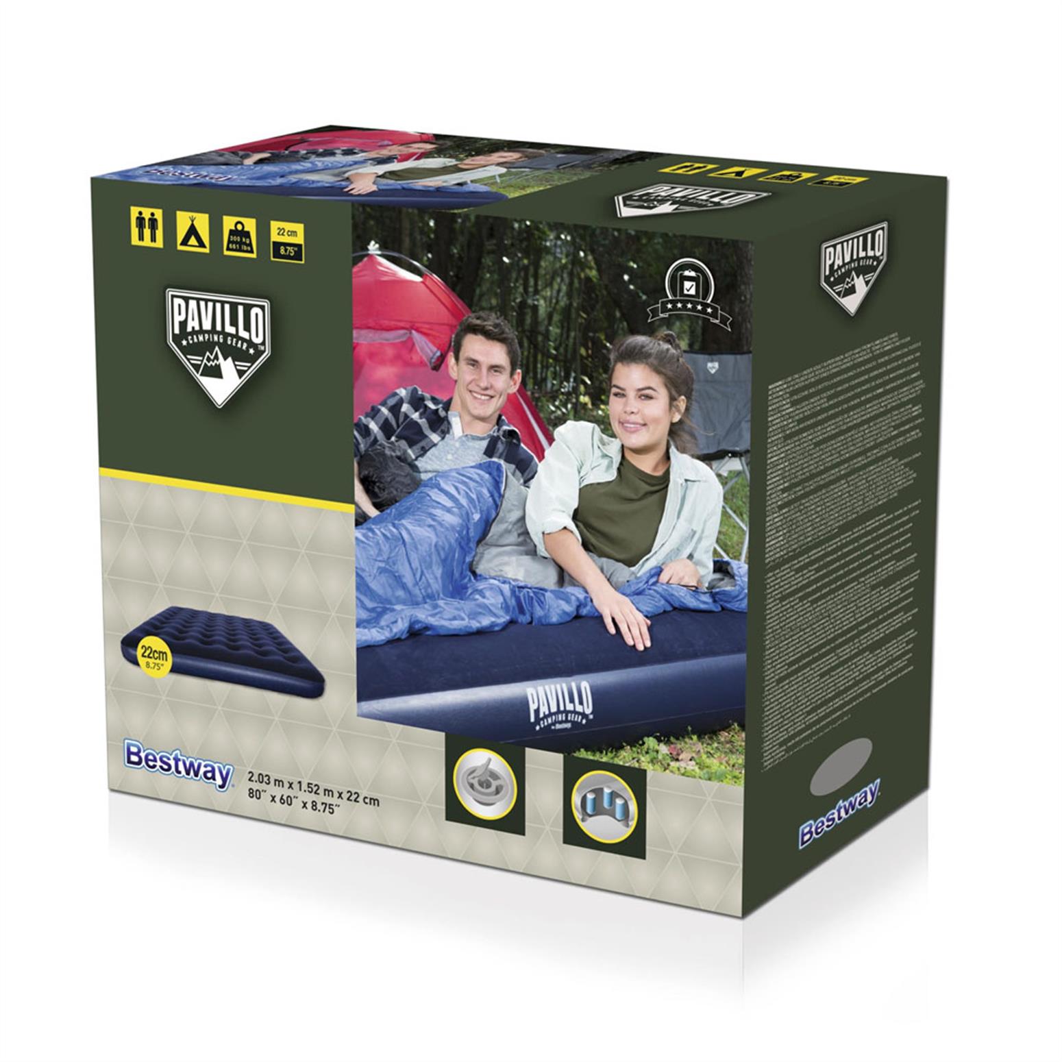 double mattress 203 x 152 x 22 cm navy blue