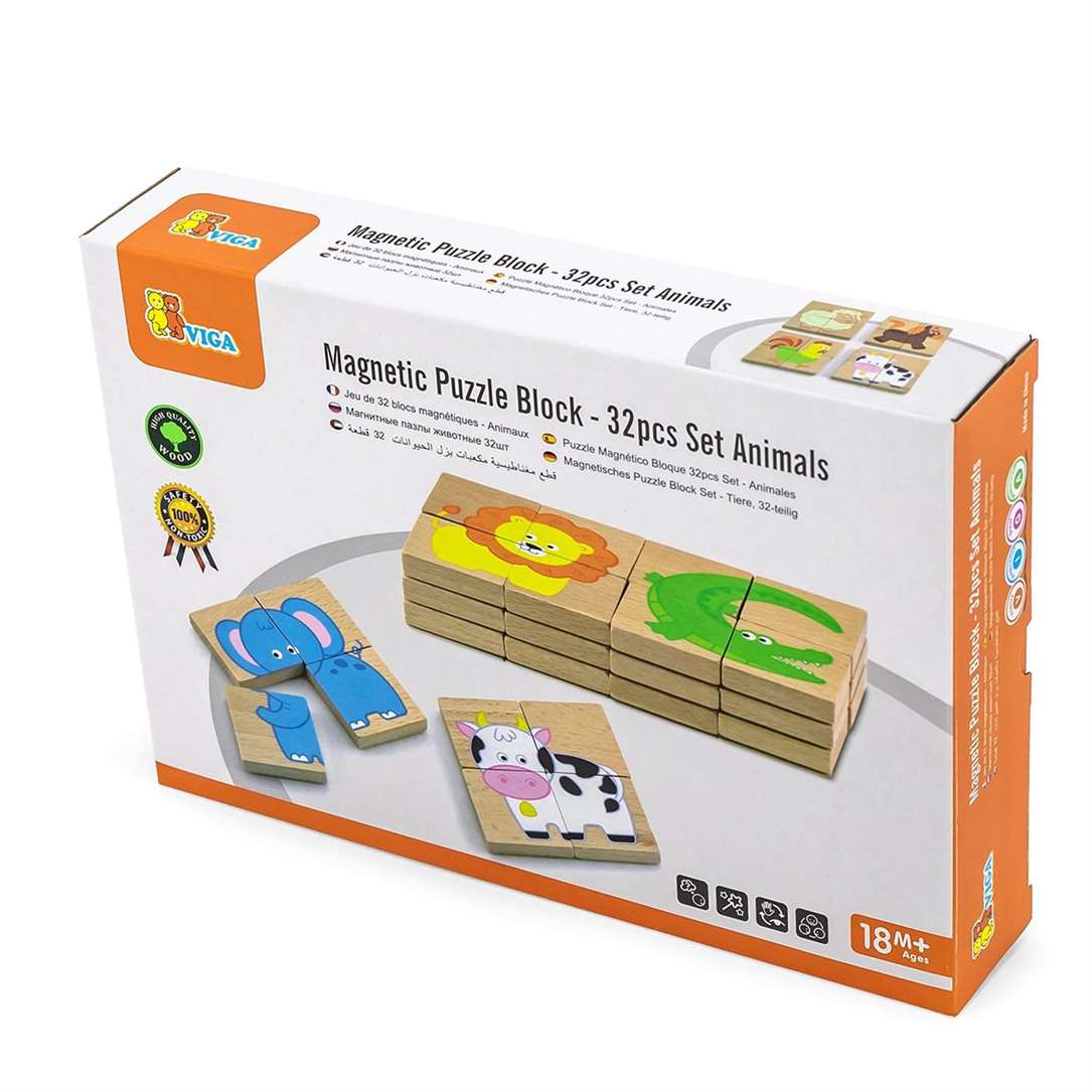 Magnetic Puzzle Block - 32 pcs Set Animals