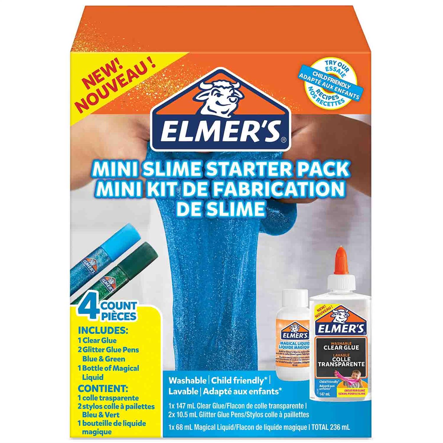 Elmer's Glue Slime Starter Kit, Clear School Glue & Blue Glitter