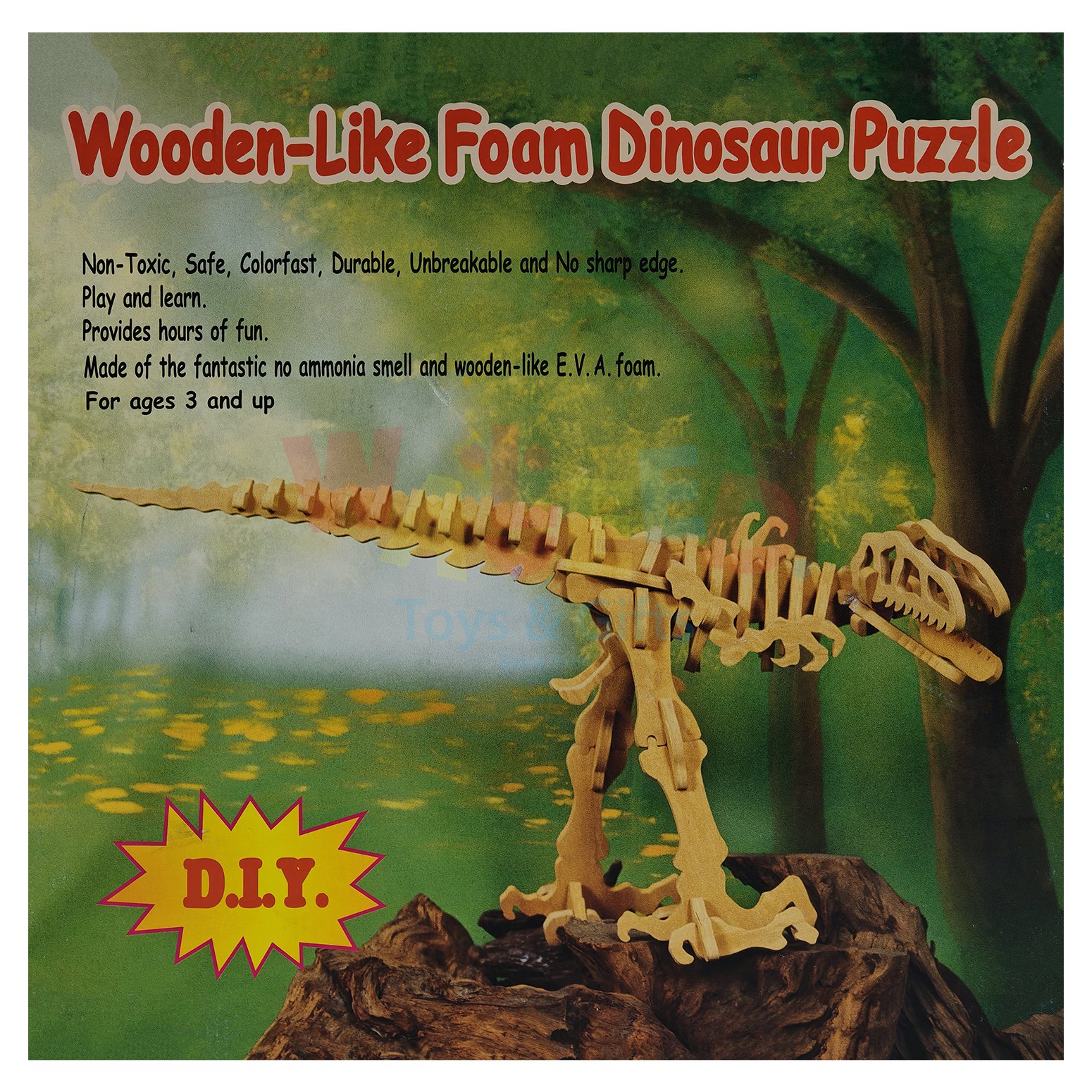 Wooden-Like Foam Dinosaur Puzzle – DIY Model
