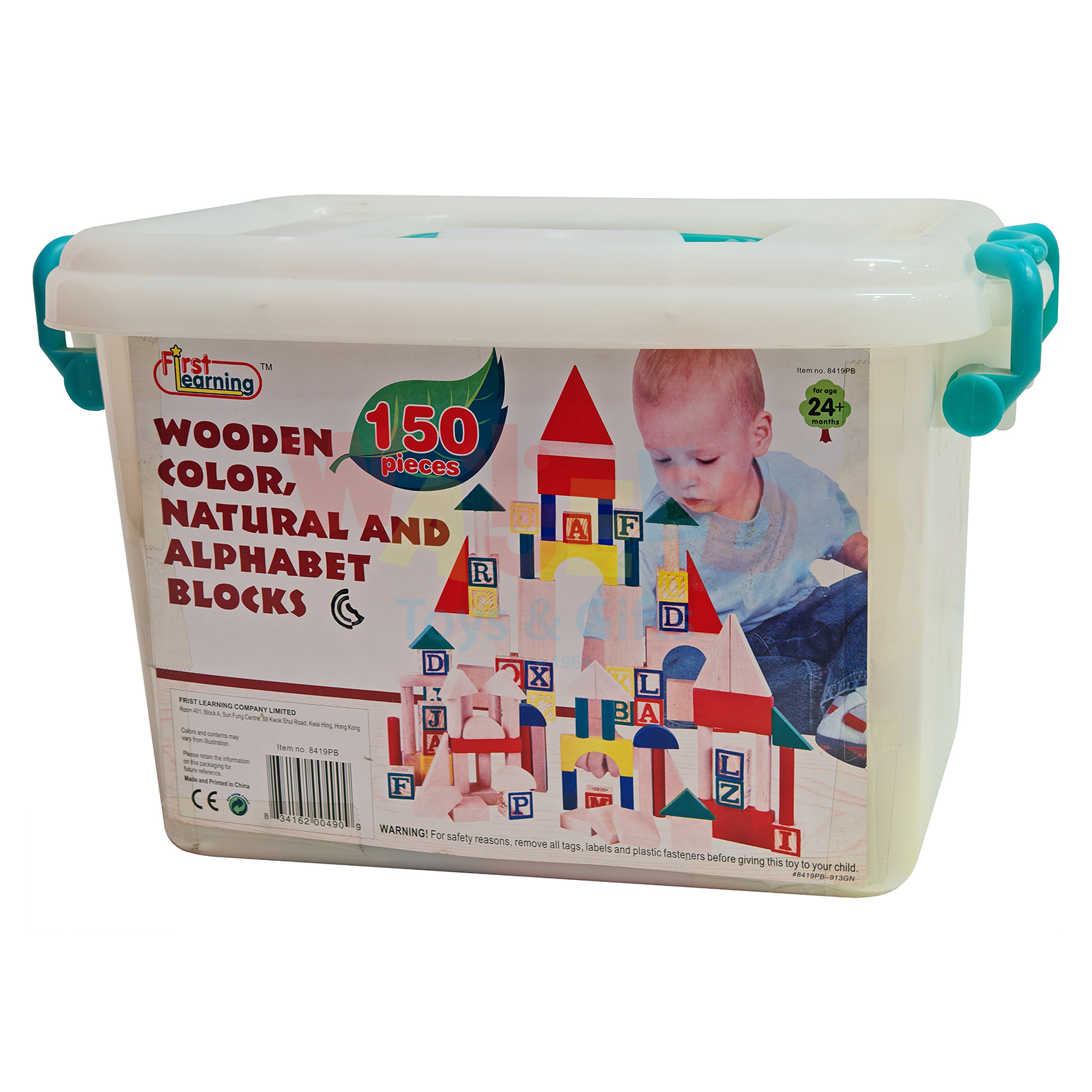 Wooden Color, Natural, and Alphabet Blocks – 150 Pieces